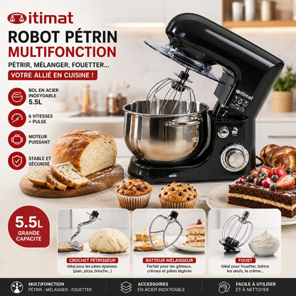 Robot Pétrin Multifonction ITIMAT 5.5L – vue 2 | MonChoix Maroc