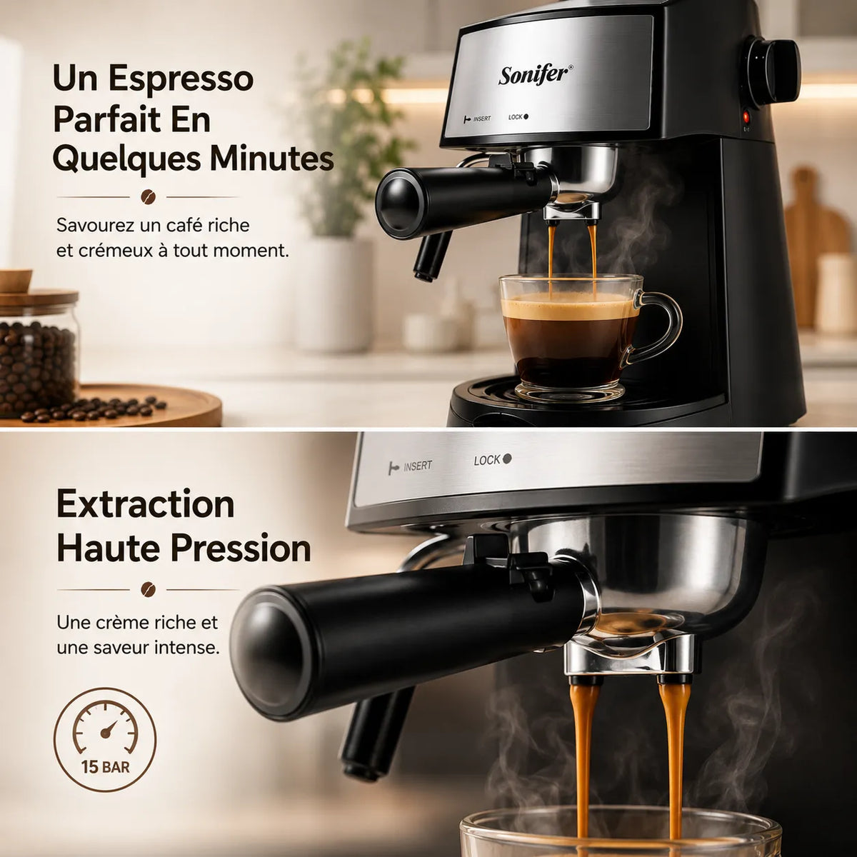 Machine à Café Espresso 800W Sonifer SF-3534 – Cafetière 4 Tasses – vue 2 | MonChoix Maroc