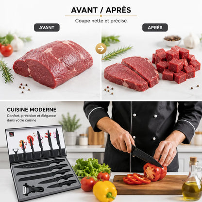 Coffret 6 Pièces Couteaux de Cuisine Professionnels en Acier… – vue 3 | MonChoix Maroc