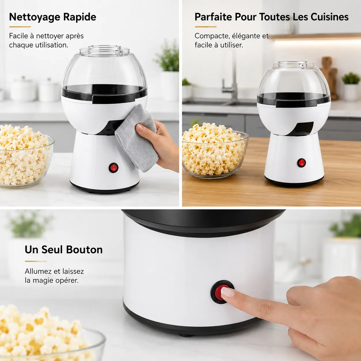 Machine à Popcorn 1200W Électrique – Popcorn Maker Sans Huile Pour… – vue 2 | MonChoix Maroc