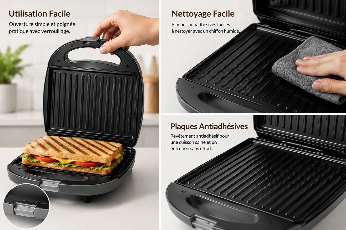 Machine à Panini Électrique Lamacom 1400W | Grill Sandwich Antiadhésif… – vue 3 | MonChoix Maroc