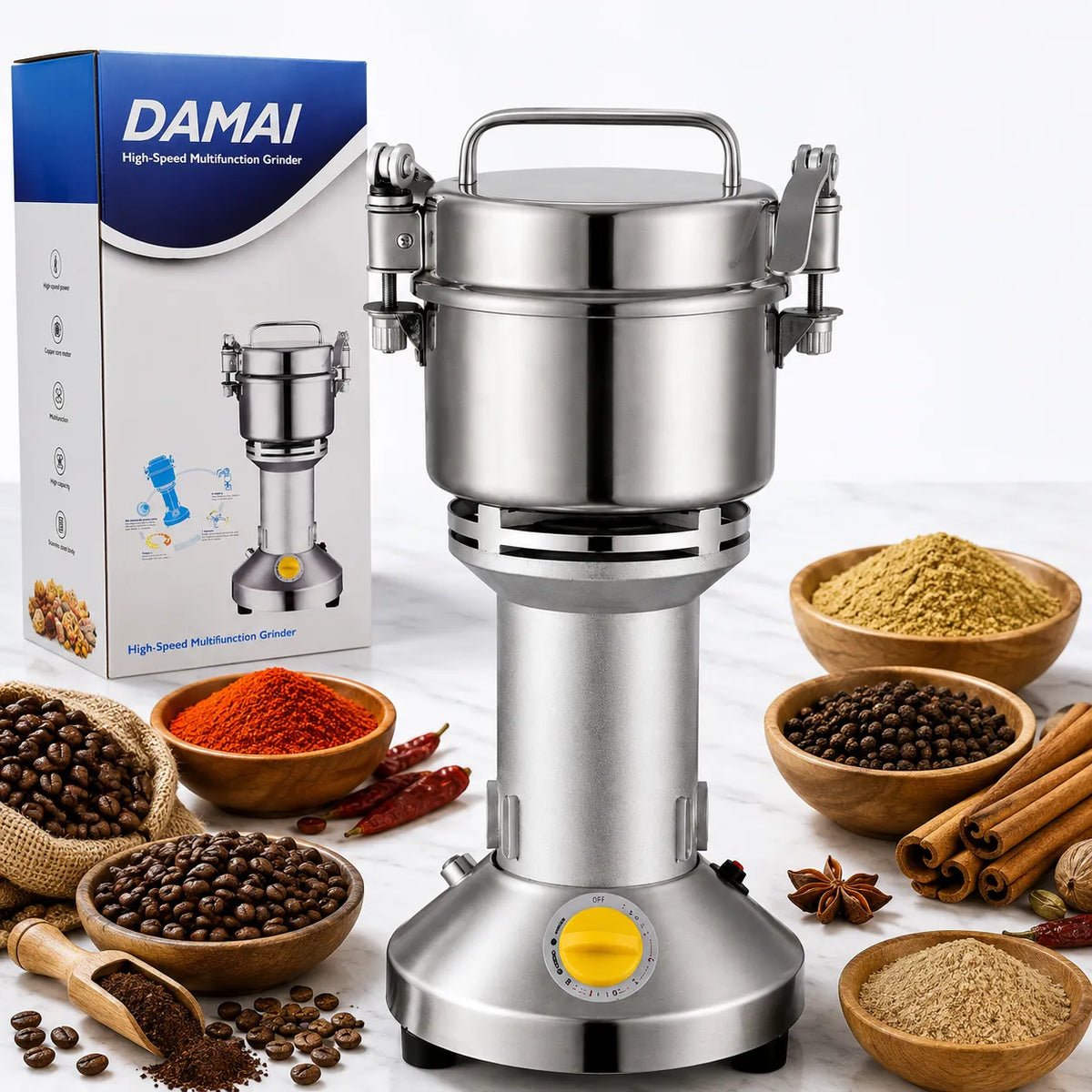 DAMAI Moulin Électrique 150G 850W En Acier Inoxydable – Broyeur Haute… – vue 2 | MonChoix Maroc