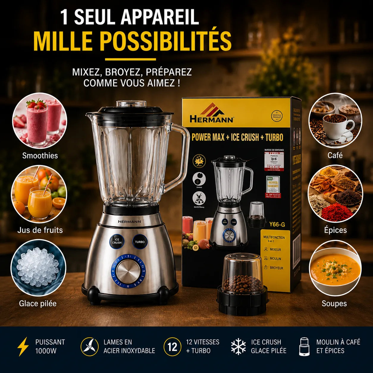 Blender Turbo Ice Crush – vue 7 | MonChoix Maroc