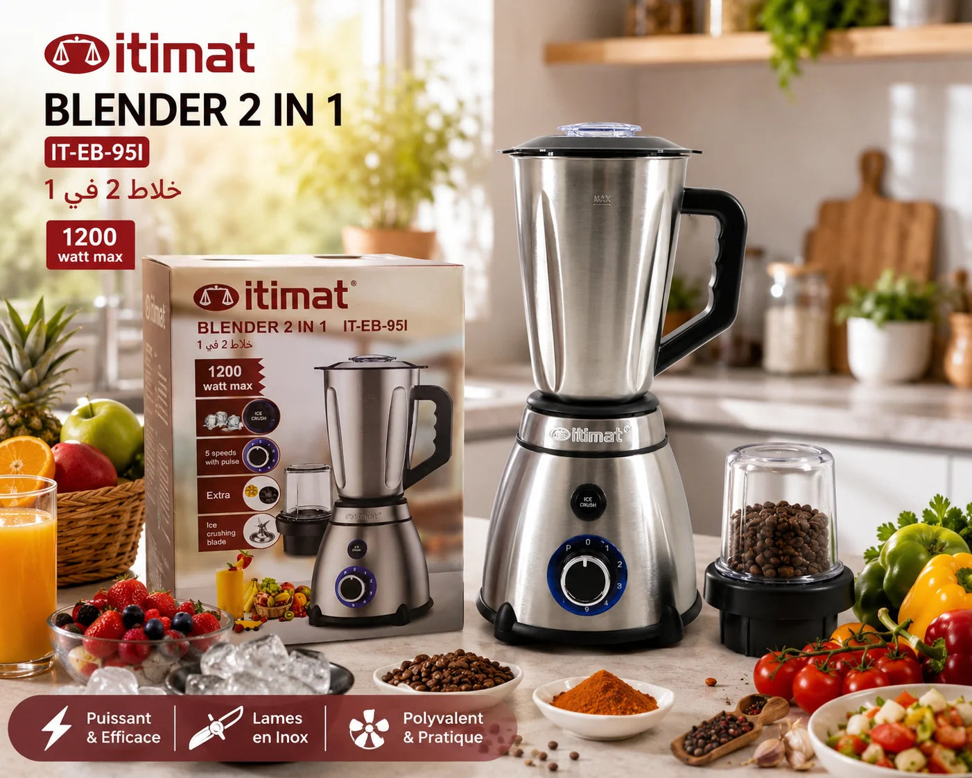 Blender Automatique ITIMAT 2 en 1 1200W – vue 2 | MonChoix Maroc