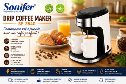 Sonifer SF-3540 Cafetière Filtre 450W avec 2 Tasses – vue 3 | MonChoix Maroc