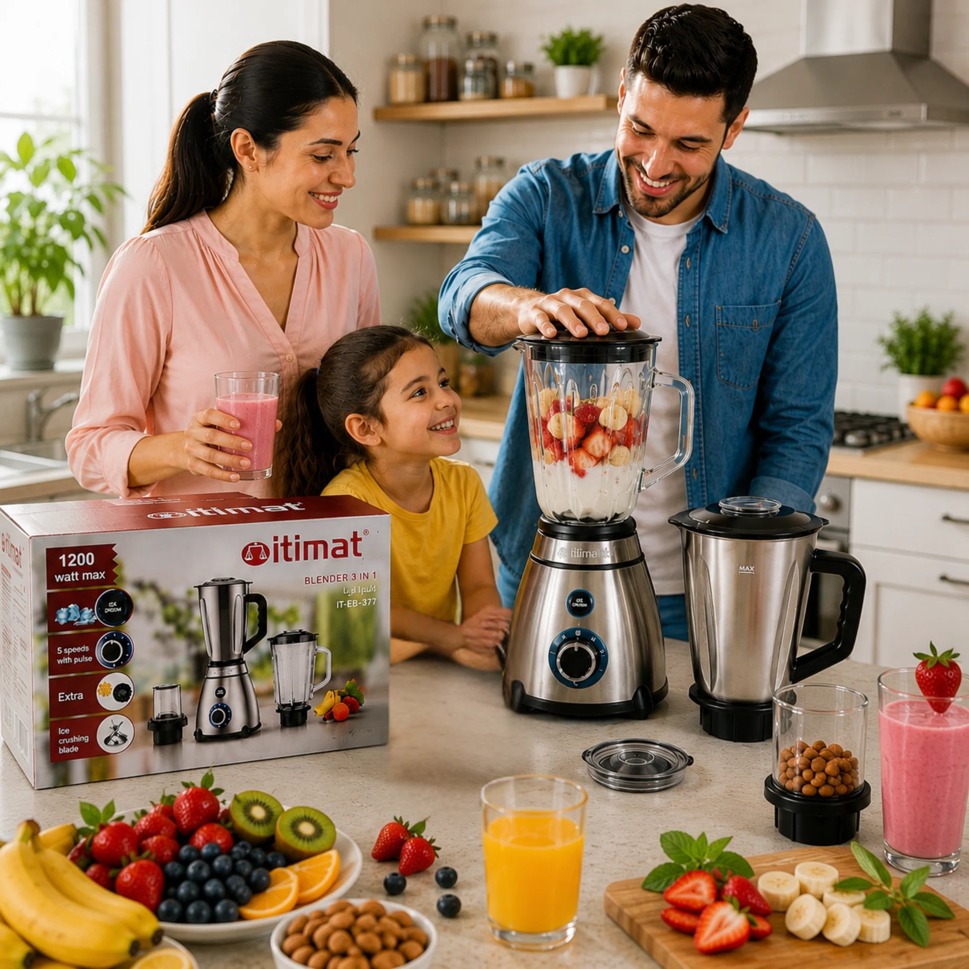 Blender Multifonction ITIMAT 3 En 1 – Mixeur, Moulin & Hachoir 1200W – vue 3 | MonChoix Maroc
