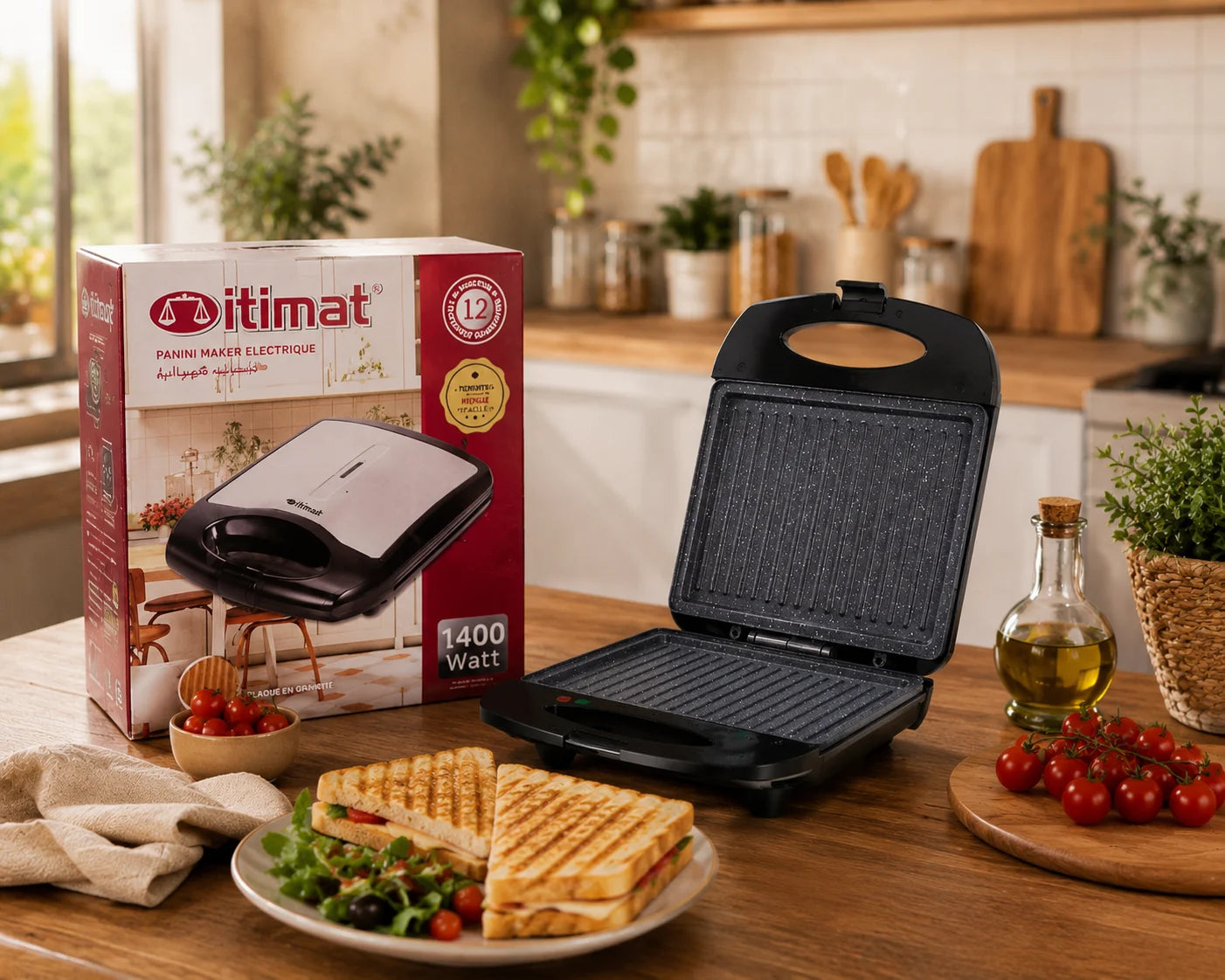 Panini Maker ITIMAT 1400W – Grill & Presse – vue 3 | MonChoix Maroc