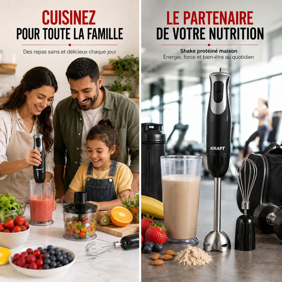 Mixeur Plongeant 4 En 1 500W Avec Hachoir, Fouet & Verre Doseur – vue 4 | MonChoix Maroc