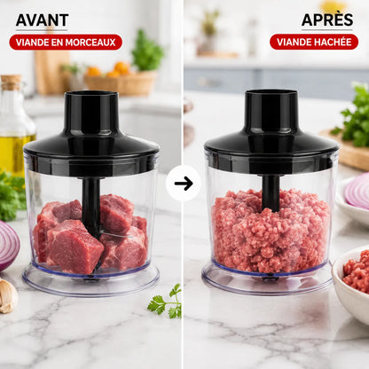 Mixeur Plongeant 4 En 1 500W Avec Hachoir, Fouet & Verre Doseur – vue 2 | MonChoix Maroc