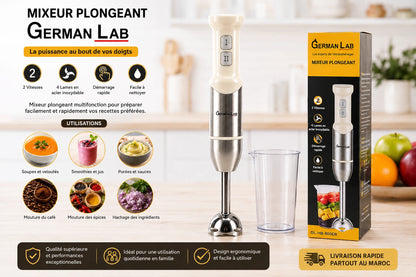 Mixeur Plongeant German Lab 500W – 2 Vitesses avec Gobelet Doseur – vue 2 | MonChoix Maroc