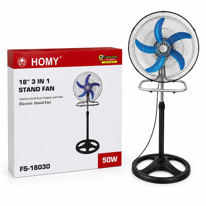 HOMY Ventilateur Électrique 3 en 1 18 Pouces 50W – Sur Pied, De Table… – vue 1 | MonChoix Maroc